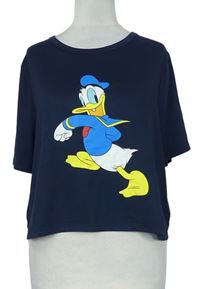 Dámske tmavomodré crop tričko s kačerem Donaldem Disney