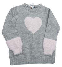 Sivo-ružový sveter so srdiečkom Seven lemon