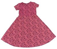 Fialovo-neónově ružové kvetinové šaty