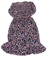 Ružové žabičkové šaty s leopardím vzorom George