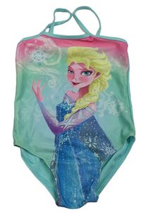 Růžovo-zeleno-modré plavky s Elsou Disney