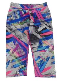 Barevné vzorované sportovní funkční capri legíny Adidas