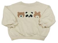 Svetlobéžová oversize mikina so zvieratkami zn. Next