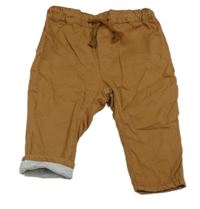 Hnědé plátěné podšité kalhoty H&M