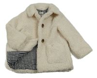 Smotanový huňatý podšitý kabát F&F
