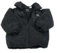 Čierna šusťákovo/huňatá zateplená bunda s nápisom Zara