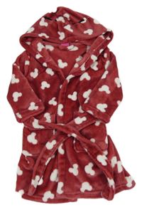 Vínový chlupatý župan s Mickey Mousem a kapucí Disney