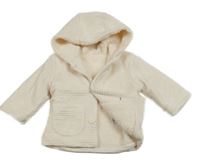 Světlebéžová sametová žebrovaná zateplená propínací mikina s kapucí George