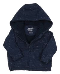 Tmavomodrá melírovaná zateplená propínací mikina a kapucí F&F