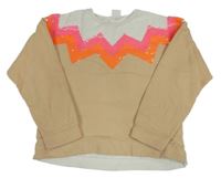 Bielo-béžová mikina s flitrami Zara