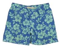 Modré plážové kraťasy s kytičkami H&M