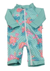 Pomněnkový puntíkatý UV overal s kytičkami 