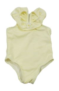 Žluto-bílé pruhované plavky s kytičkami Primark