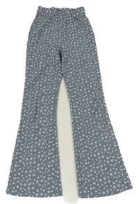 Modré ľahké kvetované bootcut nohavice Primark