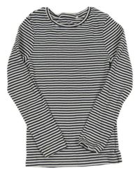 Bílo-šedo pruhované žebrované triko Next