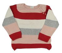 Svetloružová -červeno-biely pruhovaný sveter H&M