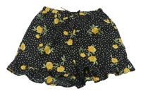 Černé puntíkaté lehké kraťasy s květy Primark