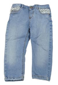 Svetlomodré skinny rifle s kvietkami Zara