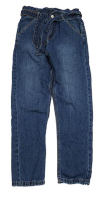 Tmavomodré paper bag slouch rifle s páskem Denim Co.