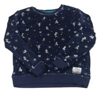 Tmavomodré plyšové pyžamové triko s hvězdami George