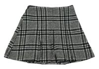 Čierno-biela kockovaná vlnená sukňa Next