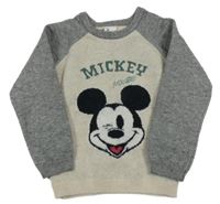 Sivo-béžový sveter s Mickeym Disney