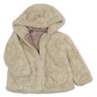 Béžová podšitá chlupatá bunda s kapucí Nutmeg