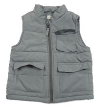 Sivá šušťáková zateplená vesta s vreckami F&F