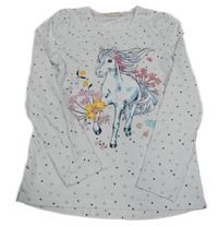 Biele tričko s koněm a srdiečkami