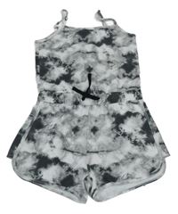 Sivo-tmavosivý batikovaný kraťasový overal Page one young