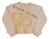 Svetloružová crop mikina s logom River Island
