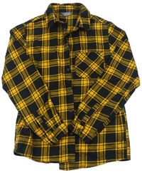 Čierno-žltá kockovaná flanelová košeľa Primark