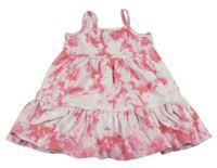 Bielo-ružové batikované froté šaty F&F
