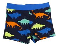 Tmavomodro-modré nohavičkové plavky s dinosaurami Urban