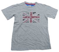 Sivé tričko s nápismi Crew Clothing