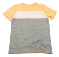 Oranžovo-sivo-biele tričko Primark