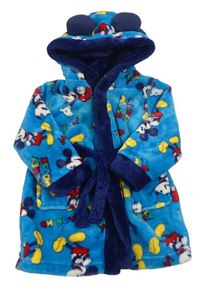 Modrý chlupatý župan s Mickeym a kapucí Disney