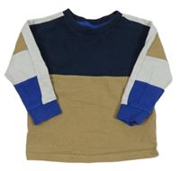 Béžovo-tmavomodro-biela mikina Next