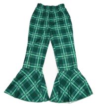 Zeleno-biele kockované flare nohavice zn. Shein