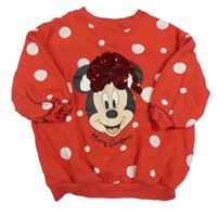 Červená oversize mikina s Minnií a puntíky Disney