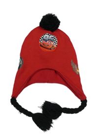 Červená pletená podšitá ušanka s Cars