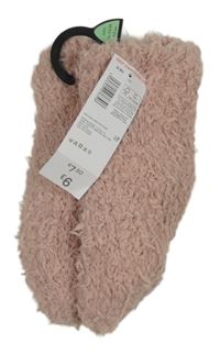 Nové - Starorůžové chlupaté zateplené domácí ponožky F&F vel. 23-26