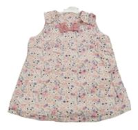 Bielo-ružové kvietkovane menšestrové na traké šaty s mašlou H&M