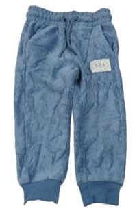 Modré zamatové rebrované nohavice Primark