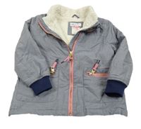 Tmavoomodrá plátěná zateplená parka H&M