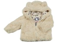 Pudrová kožešinová podšitá bunda s kapucí Pocopiano