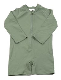 Khaki vzorovaný kraťasový UV overal H&M