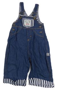 Tmavomodro-pruhované rifľové na traké nohavice s medvedíkom