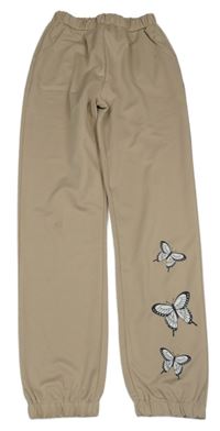 Béžové tepláky s motýlikmi Shein