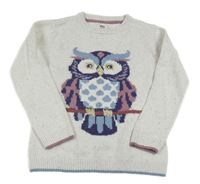 Smotanový melírovaný sveter so sovou Fat Face